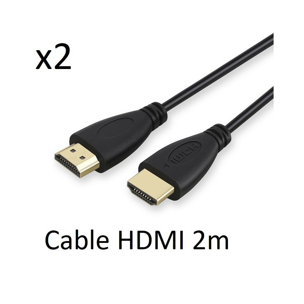 Shot - Pack de 2 Cables HDMI Male 2m pour PC ASUS Chromebook Gold 3D FULL HD 4K Television Ecran 1080p (NOIR) - Chargeur secteur téléphone