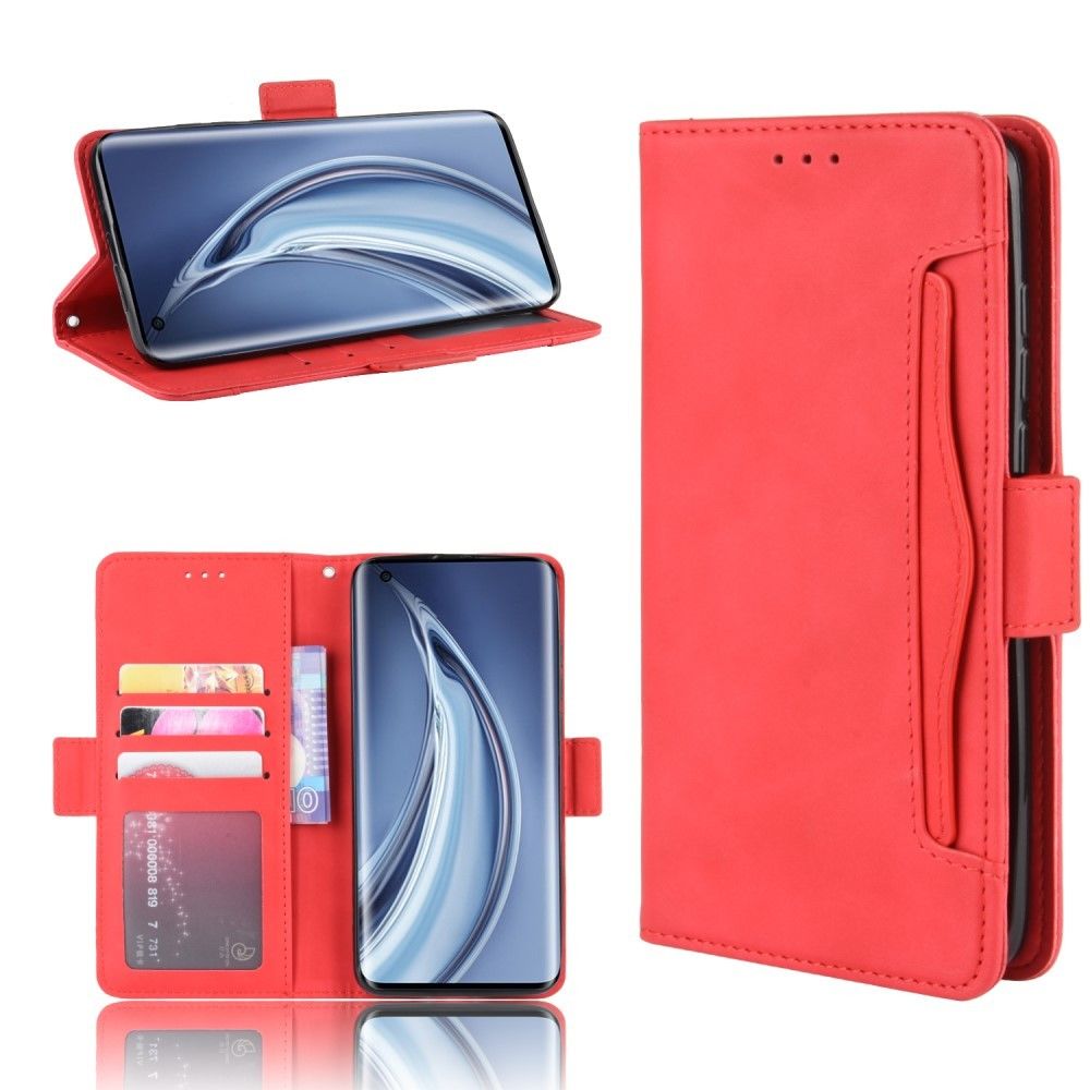 Generic - Etui en PU conception spéciale avec plusieurs porte-cartes rouge pour votre Xiaomi Mi 10/Mi 10 Pro 5G - Coque, étui smartphone