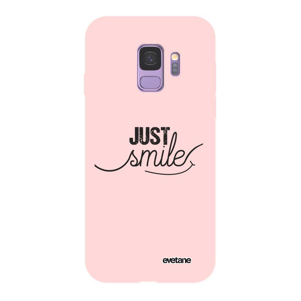 Evetane - Coque Samsung Galaxy S9 Silicone Liquide Douce rose Just Smile Ecriture Tendance et Design Evetane - Coque, étui smartphone