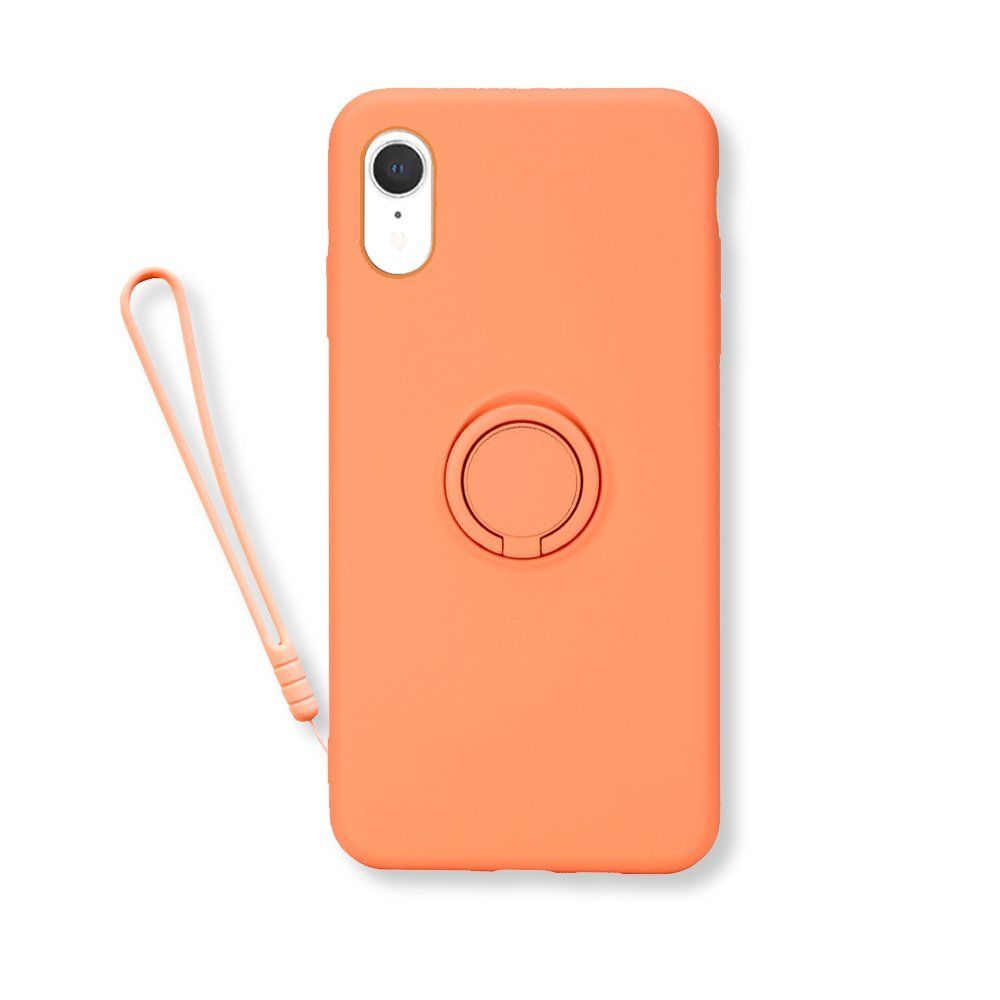 Evetane - Coque iPhone XR silicone liquide saumon ring et dragonne - Coque, étui smartphone