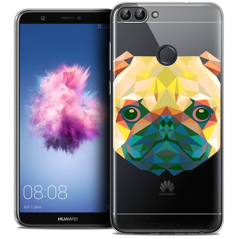 Caseink - Coque Housse Etui Huawei P Smart (5.7 ) [Crystal Gel HD Polygon Series Animal - Souple - Ultra Fin - Imprimé en France] Chien - Coque, étui smartphone