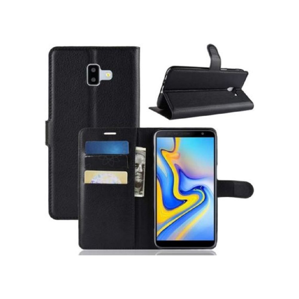 marque generique - Housse Etui Coque Portefeille Pochette Protection Noir pour Samsung Galaxy J6 Plus - Coque, étui smartphone