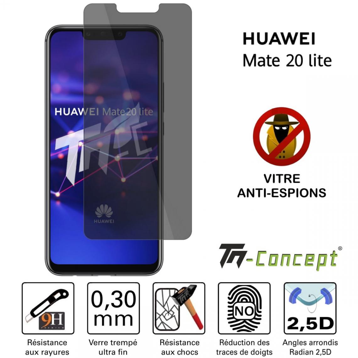 Tm Concept - Verre trempé teinté - Huawei Mate 20 Lite - Anti-espion - TM Concept® - Protection écran smartphone