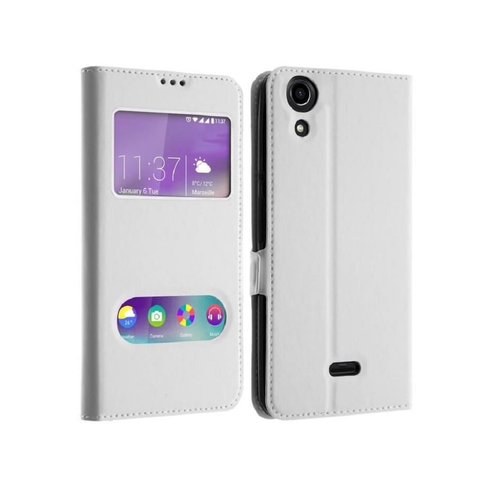 marque generique - Etui Housse Coque Pochette Double Fenetre Blanc pour Nokia Lumia 530 - Coque, étui smartphone