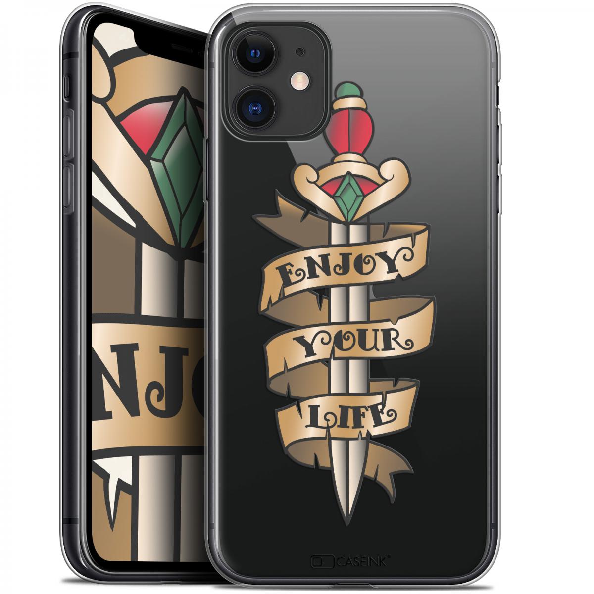 Caseink - Coque Pour Apple iPhone 11 (6.1 ) [Gel HD Collection Tatoo Lover Design Enjoy Life - Souple - Ultra Fin - Imprimé en France] - Coque, étui smartphone