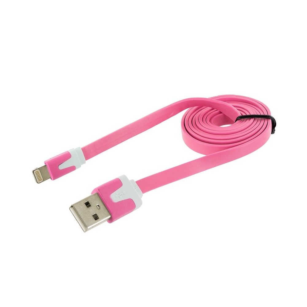Shot - Cable pour IPHONE 5S Noodle Chargeur Lighting Usb APPLE 1m (ROSE PALE) - Chargeur secteur téléphone