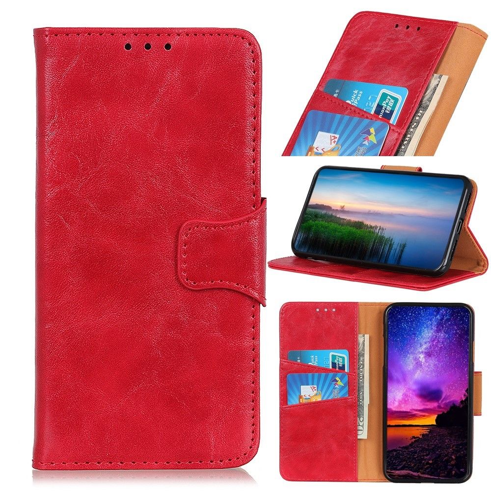 marque generique - Etui en PU peau de cheval fou avec support rouge pour votre OnePlus 7T - Coque, étui smartphone