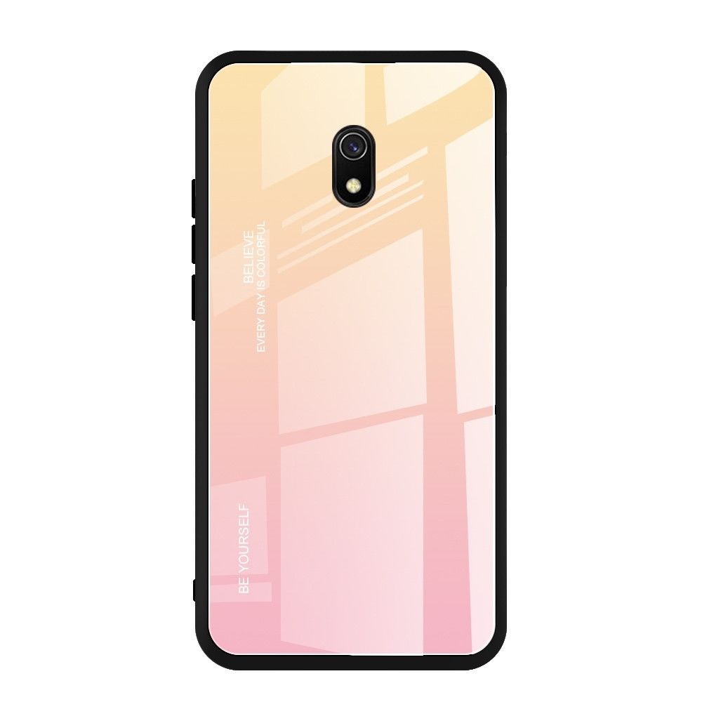 Wewoo - Coque Pour Xiaomi Redmi 8A étui en verre de couleur dégradée jaune - Coque, étui smartphone