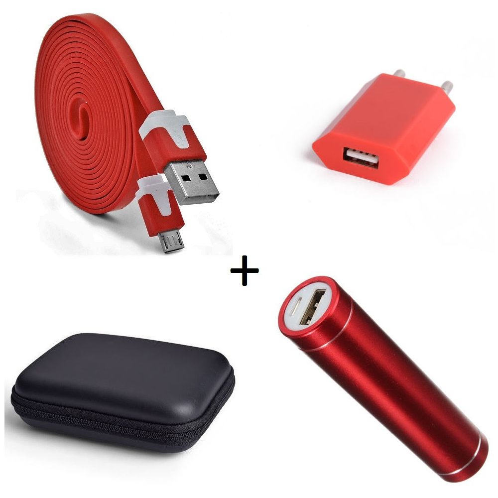 Shot - Pack pour LG G3 (Cable Chargeur Noodle Micro-USB + Pochette + Batterie + Prise Secteur) Android - Chargeur secteur téléphone