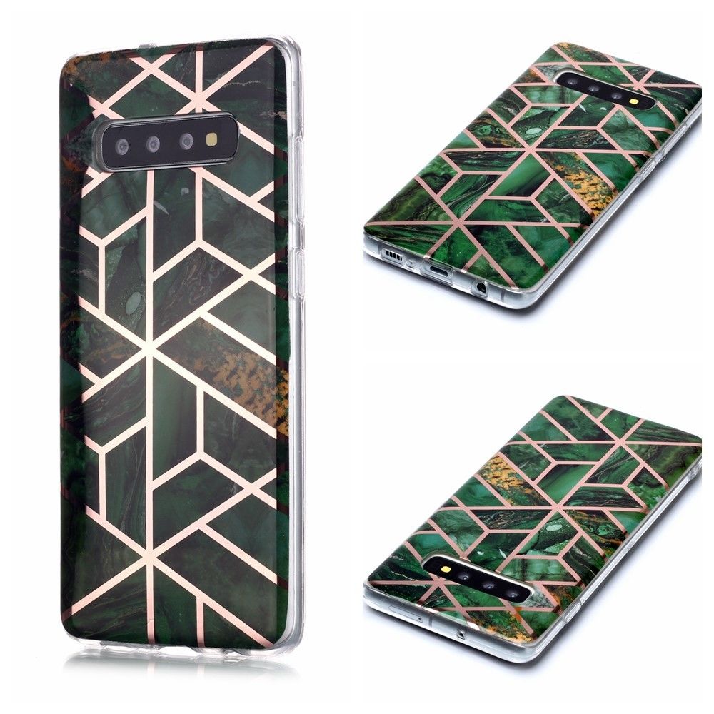 Generic - Coque en TPU motif marbre or rose imd vert pour votre Samsung Galaxy S10 Plus - Coque, étui smartphone