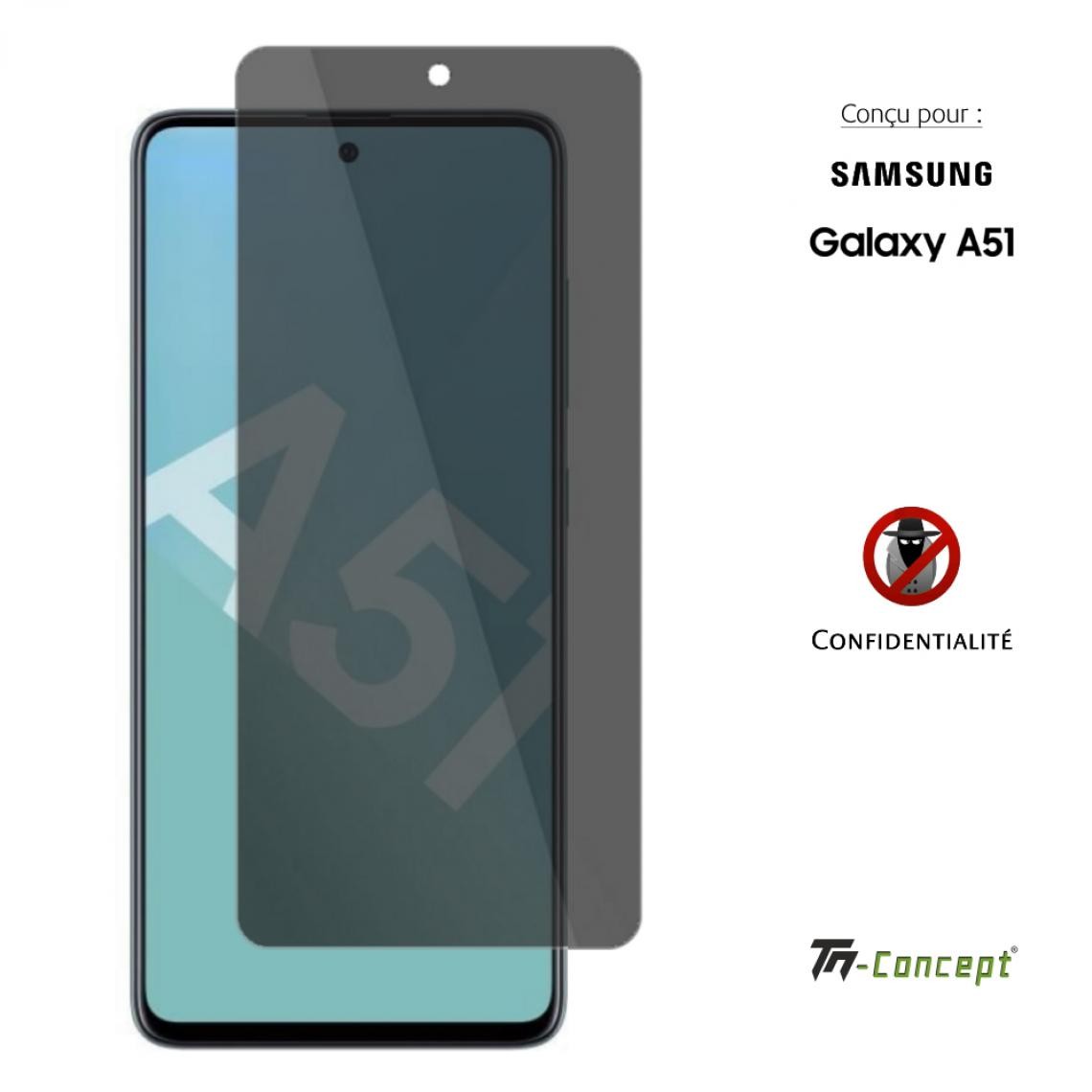 Tm Concept - Verre trempé teinté - Samsung Galaxy A51 - Anti-espion - TM Concept® - Protection écran smartphone
