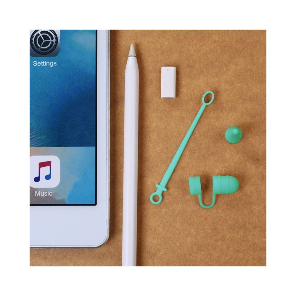 Wewoo - Pour Apple Pencil / iPad vert Pro 3 en 1 anti-perte Crayon + + Adaptateur TouchPen Silicone Set de protection - Autres accessoires smartphone