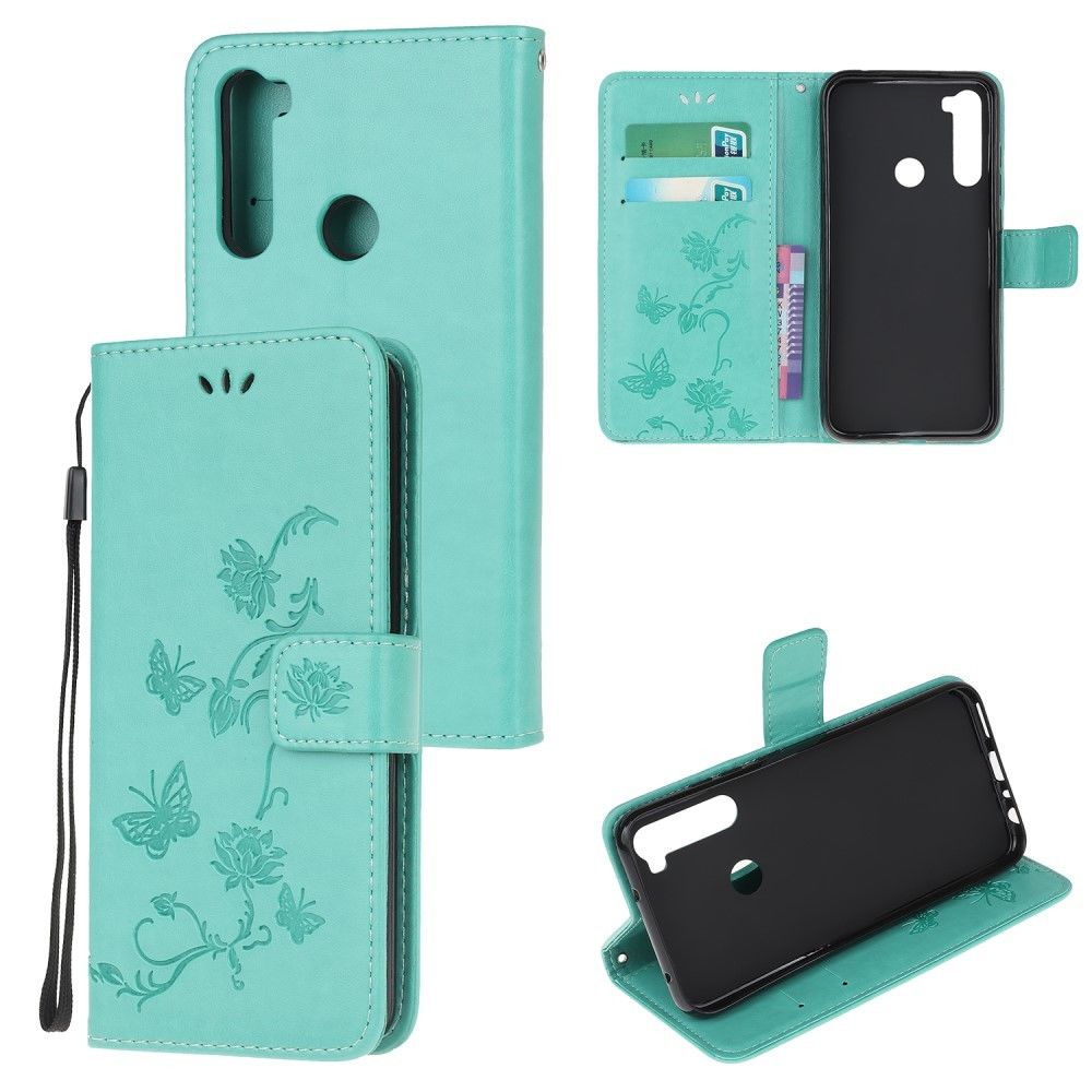 marque generique - Etui en PU fleur de papillon vert pour votre Xiaomi Redmi Note 8 - Coque, étui smartphone