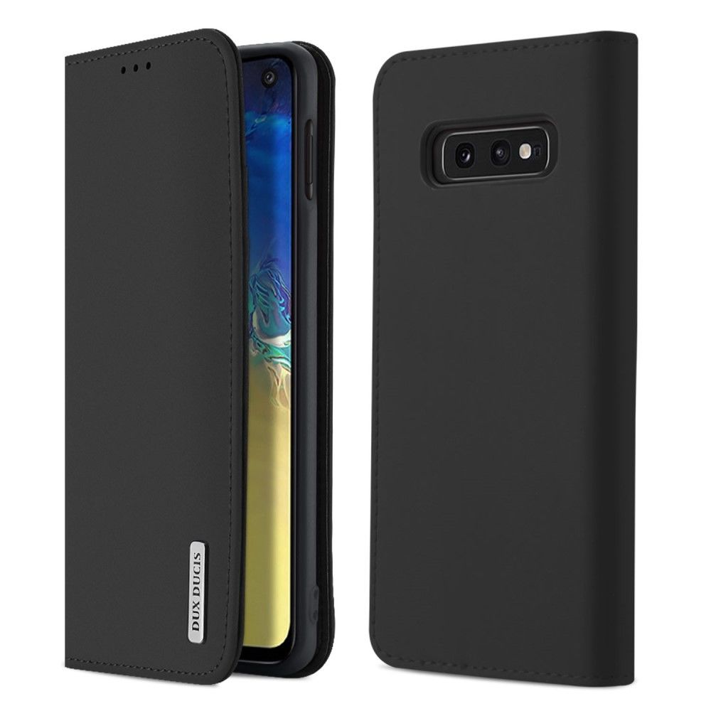 Dux Ducis - Etui en cuir véritable Wish Series stand (certifié cnas/cma) noir pour votre Samsung Galaxy S10e - Coque, étui smartphone