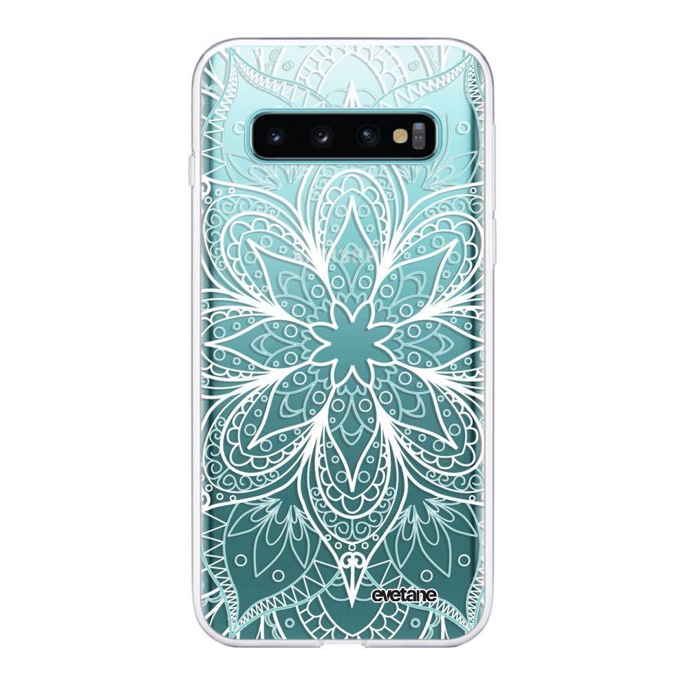 Evetane - Coque Samsung Galaxy S10 souple transparente Mandala Turquoise Motif Ecriture Tendance Evetane. - Coque, étui smartphone