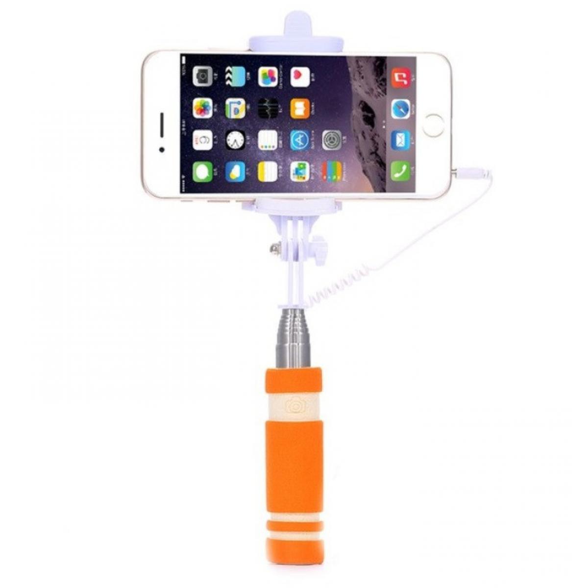 Shot - Mini Perche Selfie pour "HUAWEI P40 lite 5G" Smartphone avec Cable Jack Selfie Stick Android IOS Reglable Bouton Photo (ORANGE) - Autres accessoires smartphone
