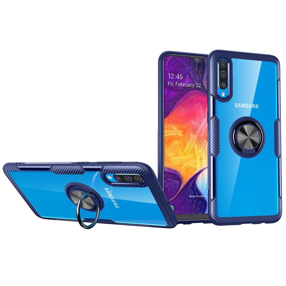 Wewoo - Coque Souple Etui de protection en TPU transparent avec support de rotation magnétique à 360 degrés pour Galaxy A70 bleu - Coque, étui smartphone