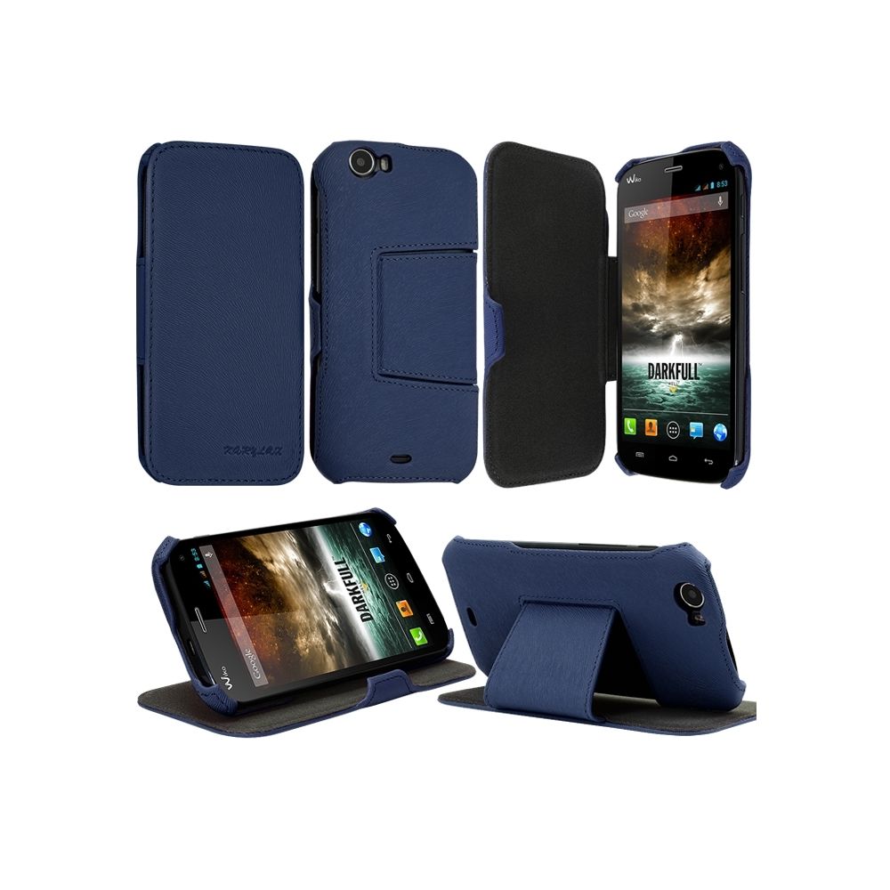 Karylax - Etui avec Rabat Latéral Fonction Support pour Wiko Darkfull couleur Bleu + Film de Protection d'écran - Autres accessoires smartphone