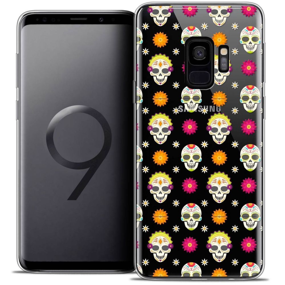 Caseink - Coque Housse Etui Samsung Galaxy S9 (5.8 ) [Crystal Gel HD Collection Halloween Design Skull Halloween - Souple - Ultra Fin - Imprimé en France] - Coque, étui smartphone
