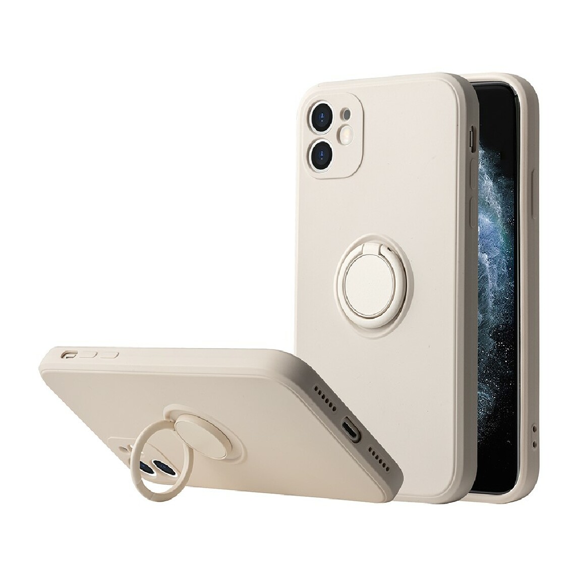 Other - Coque en TPU sensation de gel de silice avec béquille blanc antique pour votre Apple iPhone 12 - Coque, étui smartphone