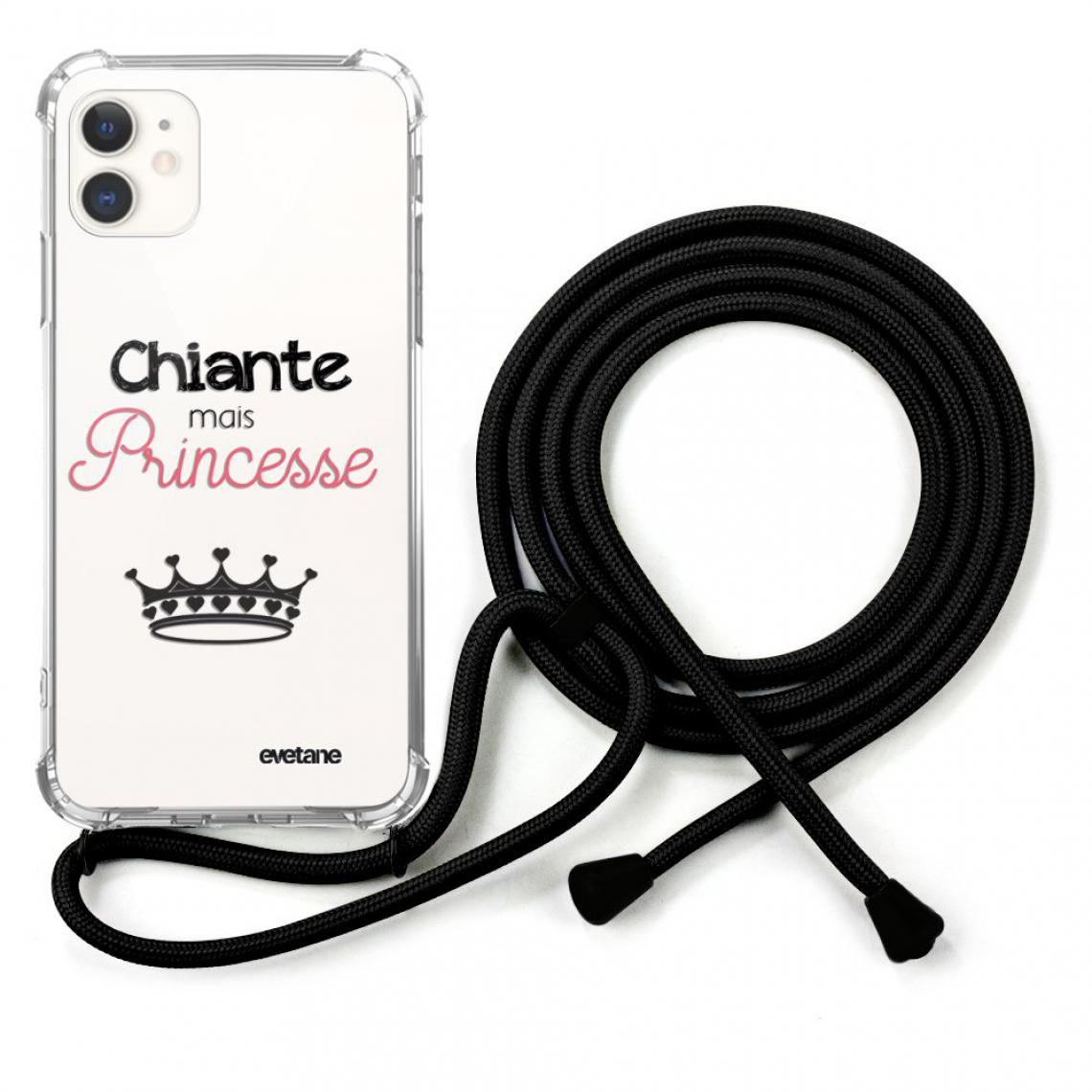 Evetane - Coque iPhone 12 Mini coque avec cordon Chiante mais princesse - Coque, étui smartphone