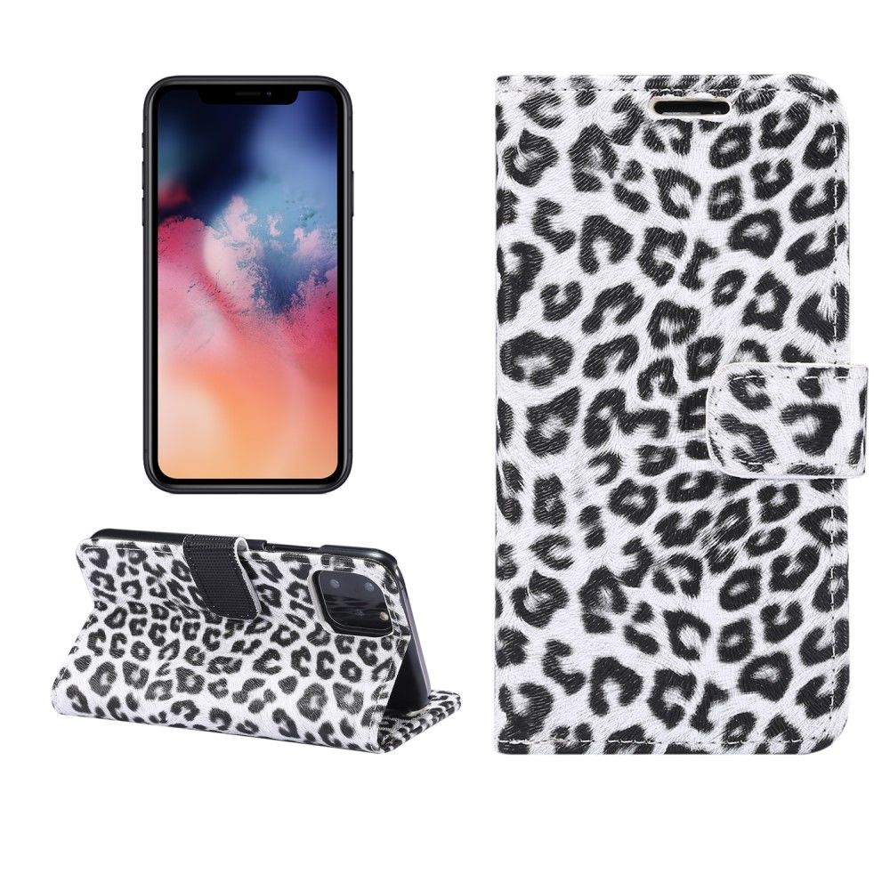marque generique - Etui en PU motif léopard avec support blanc pour votre Apple iPhone 11 Pro 5.8 pouces - Coque, étui smartphone