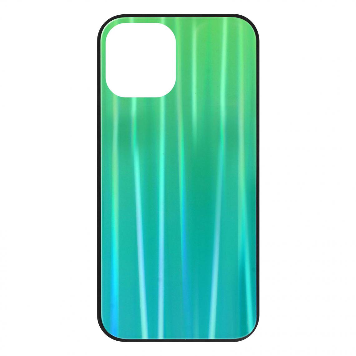 Avizar - Coque iPhone 12 et 12 Pro Bi-matière Holographique Brillant Fine Légère vert - Coque, étui smartphone