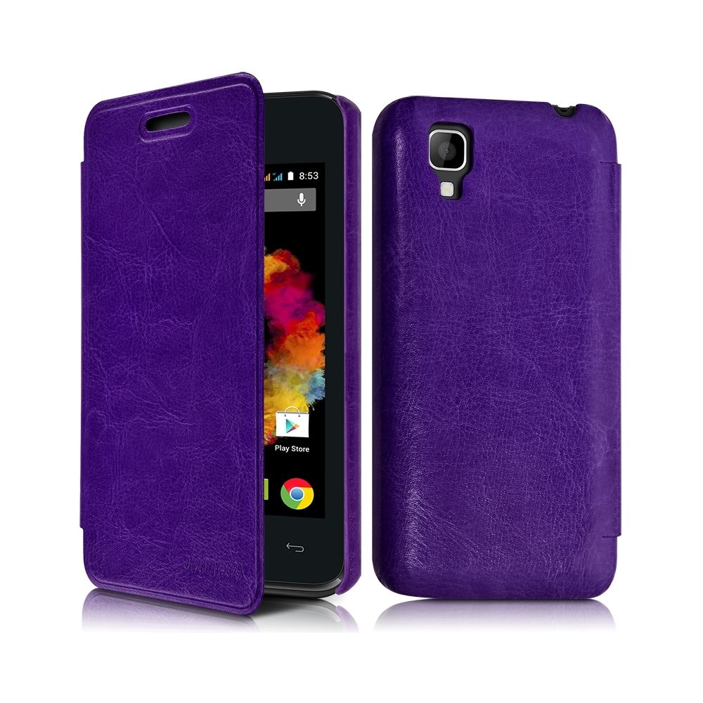 Karylax - Housse Coque Etui à rabat latéral Couleur Violet pour Wiko Sunset + Film de protection - Autres accessoires smartphone