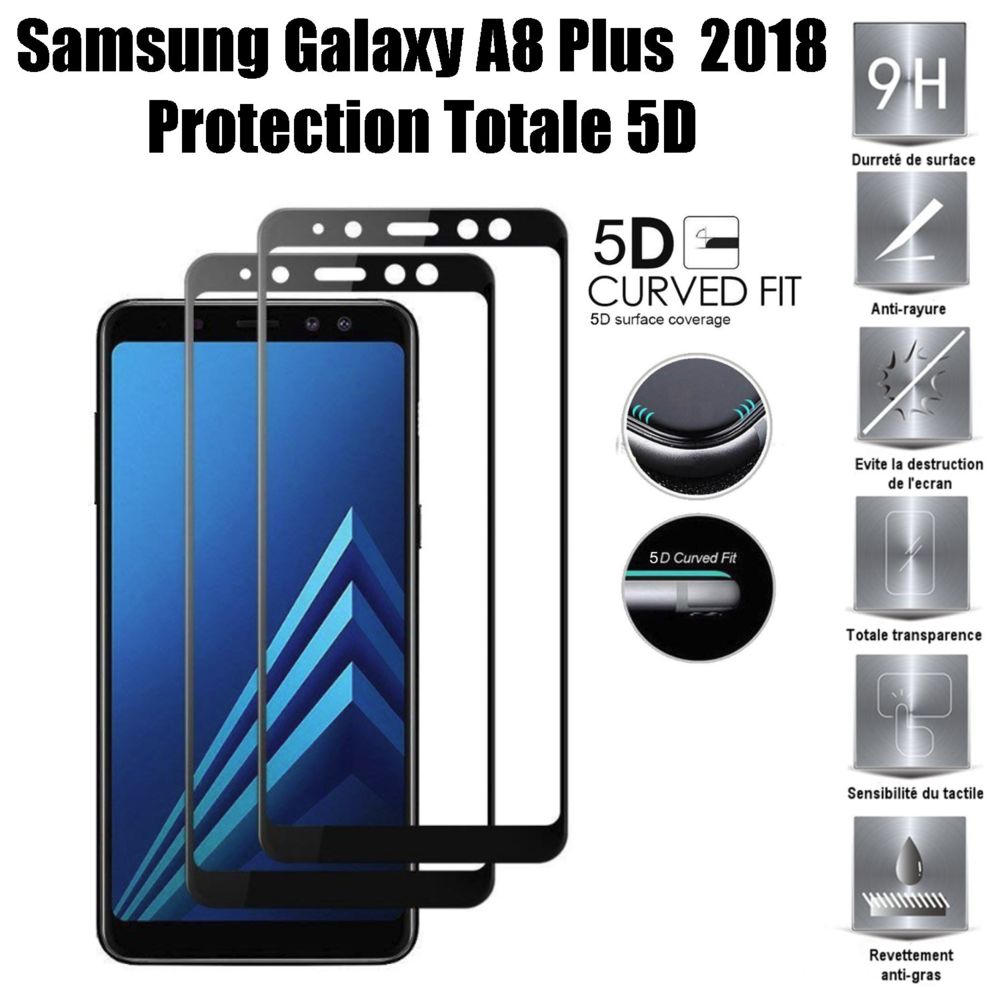 marque generique - Samsung Galaxy A8 2018 Plus Vitre protection d'ecran en verre trempé incassable protection integrale Full 3D Tempered Glass - Autres accessoires smartphone