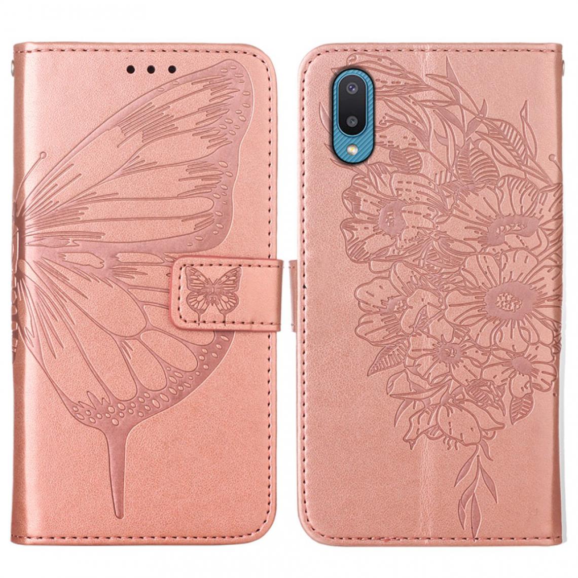 Other - Etui en PU Mentions légales Papillon avec support or rose pour votre Samsung Galaxy A02/M02 - Coque, étui smartphone
