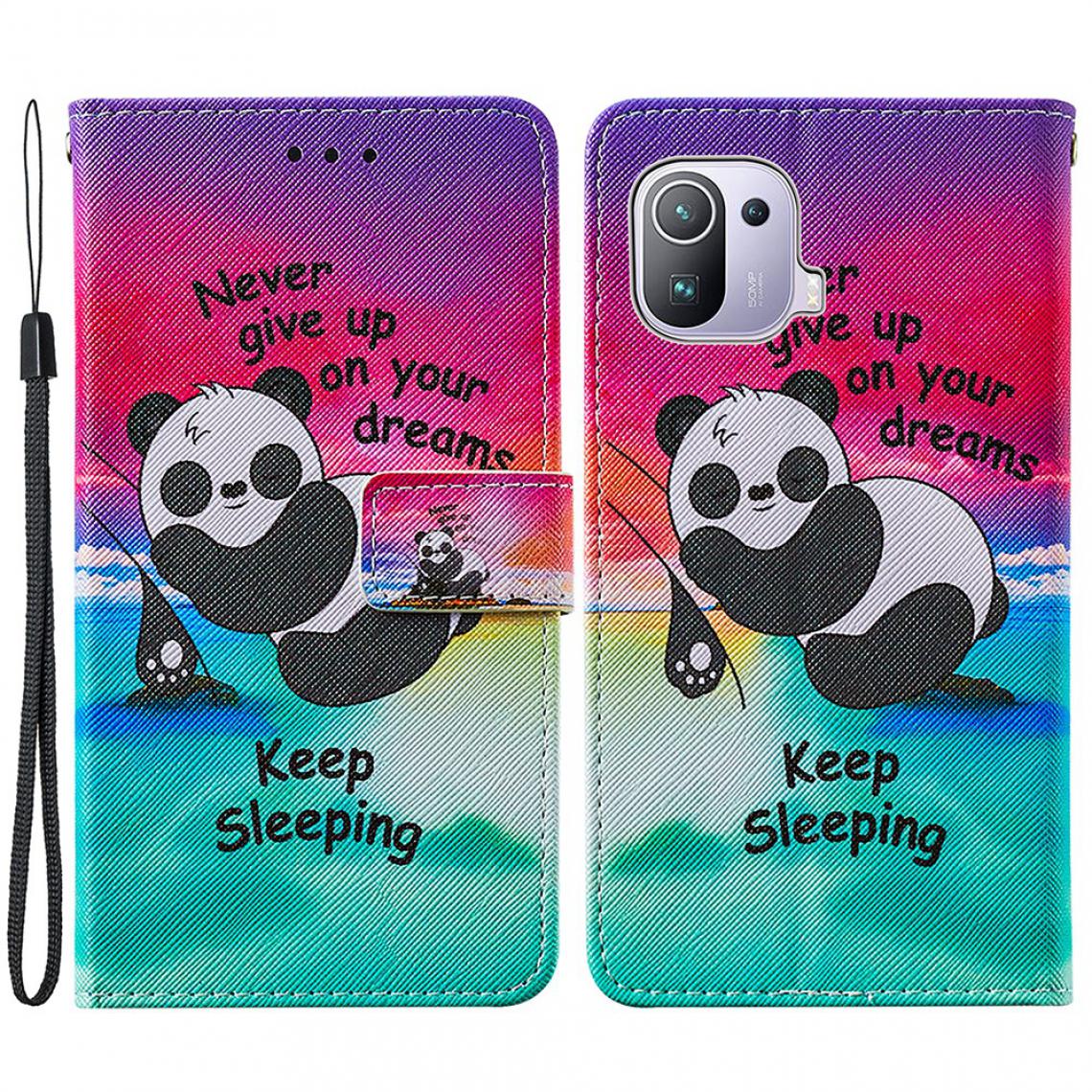 Other - Etui en PU Impression de motifs de texture croisée avec support Panda endormi pour votre Xiaomi Mi 11 Pro - Coque, étui smartphone