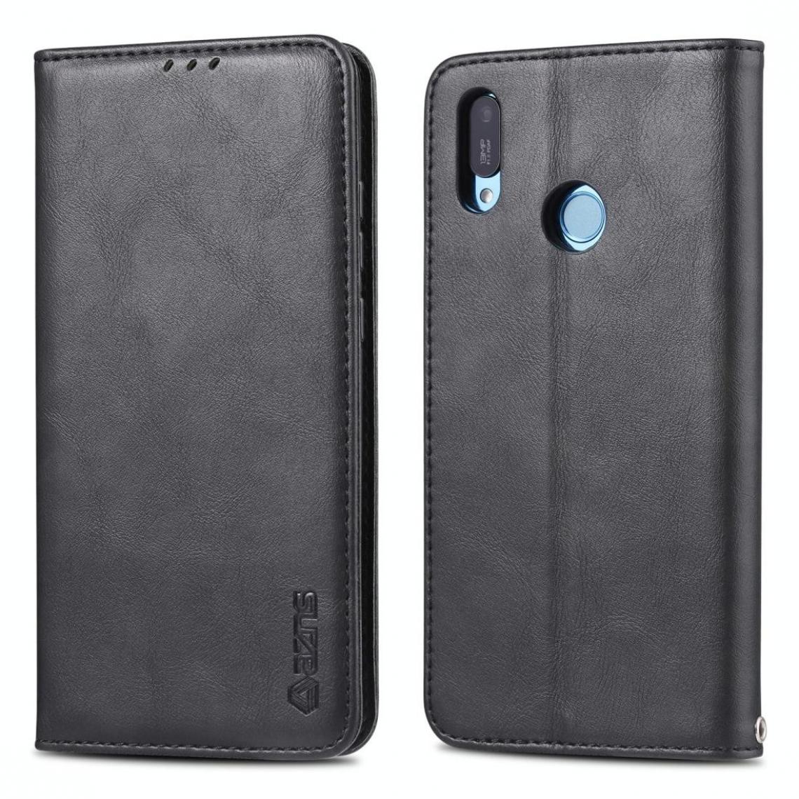 Wewoo - Housse Coque Pour Huawei Y6 2019 / Profitez de l'étui en cuir PU magnétique à texture rétro 9E AZNS avec support et fentes cartes et cadre photo noir - Coque, étui smartphone