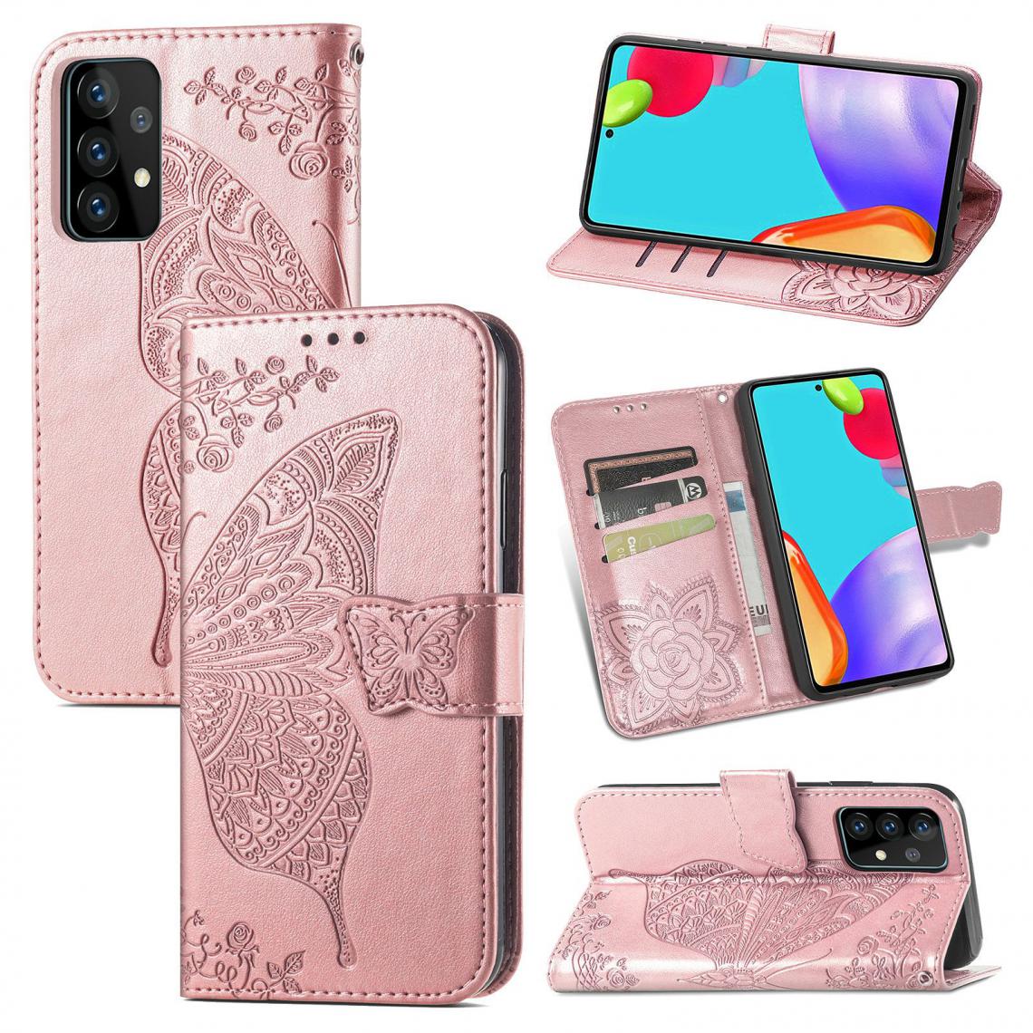 OtterBox - Samsung Galaxy A72 5G Housse Etui Coque de protection type portefeuille Papillon [Or Rose] - Coque, étui smartphone
