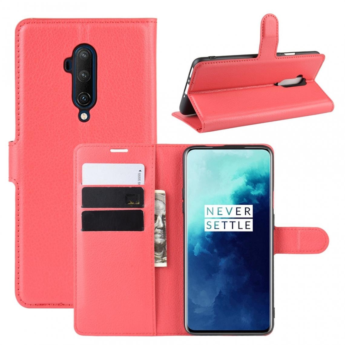 Wewoo - Housse Coque Etui à rabat horizontal OnePlus 7T Pro Litchi Texture pour téléphone portable avec porte-monnaie et porte-cartes Slot Rouge - Coque, étui smartphone
