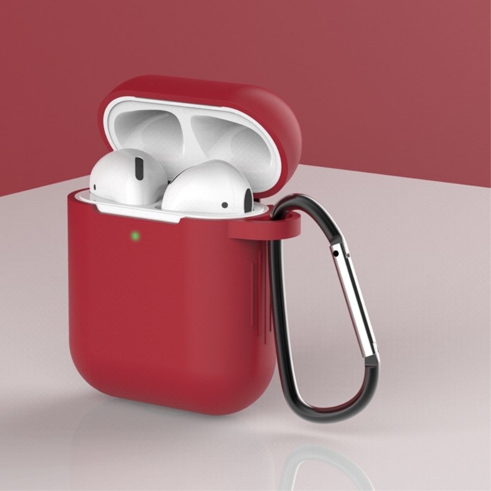 marque generique - Coque en silicone anti-poussière avec boucle rouge vin pour votre Apple AirPods (2016)/(2019) - Coque, étui smartphone