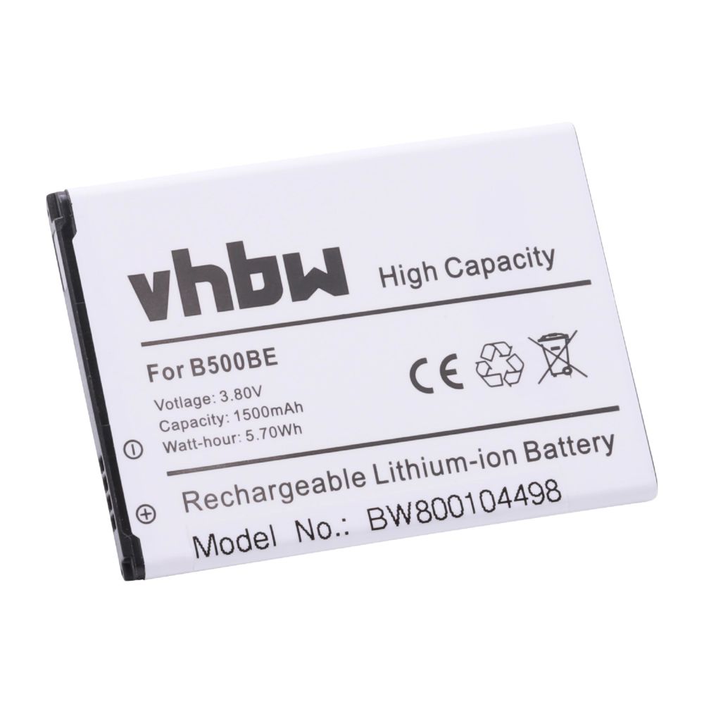 Vhbw - Batterie 1500mAh pour smartphone Samsung Galaxy S4 Mini, Duos, LTE, GT-I9190, GT-I9192, GT-I9195, SGH-I257, SHV-E370 comme B500. - Batterie téléphone