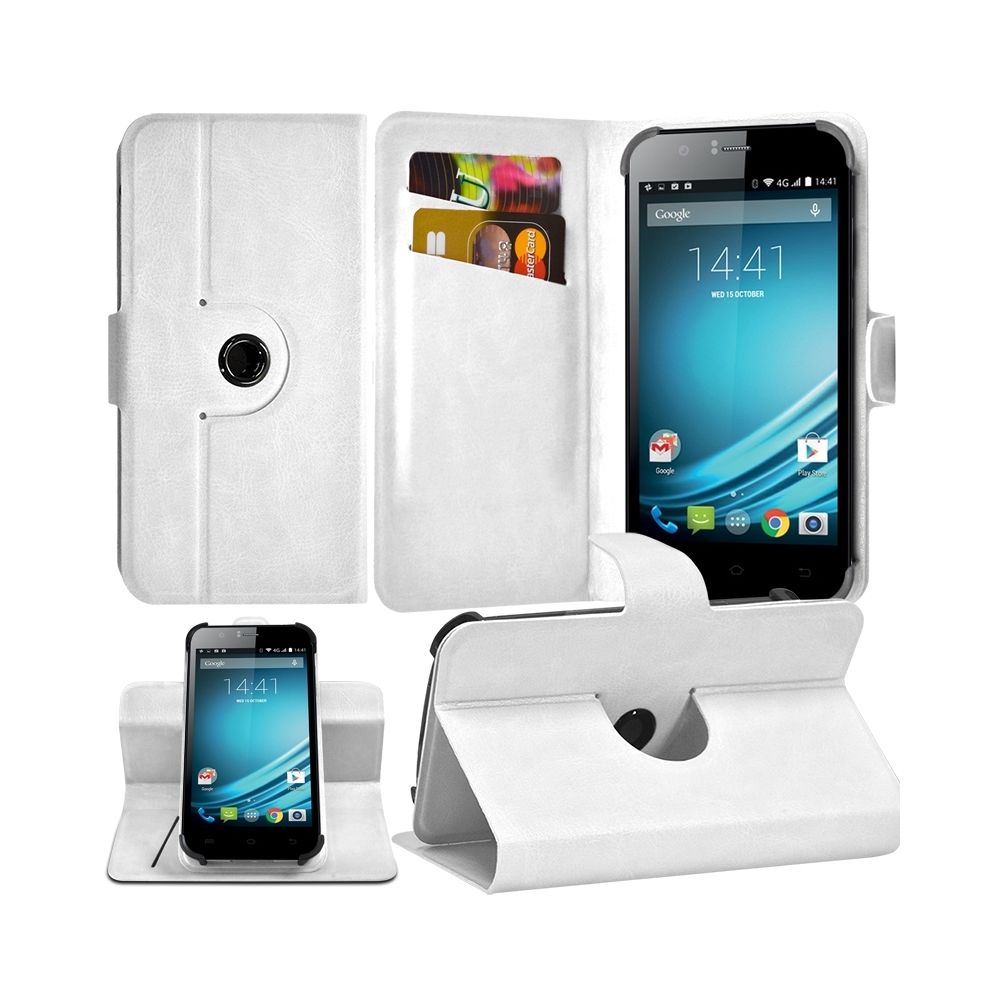 Karylax - Housse Coque Etui Fonction Support 360° Universel M couleur Blanc pour Logicom L-Ite 500 - Autres accessoires smartphone