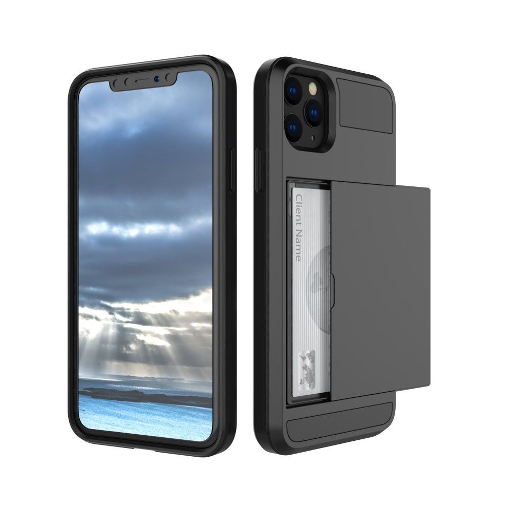 marque generique - Coque en TPU hybride coulissant avec porte-carte noir pour votre Apple iPhone XS Max (2019) 6.5 pouces - Coque, étui smartphone