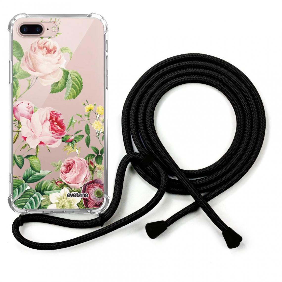 Evetane - Coque iPhone 7 Plus /8 Plus coque avec cordon transparente Motifs Roses - Coque, étui smartphone