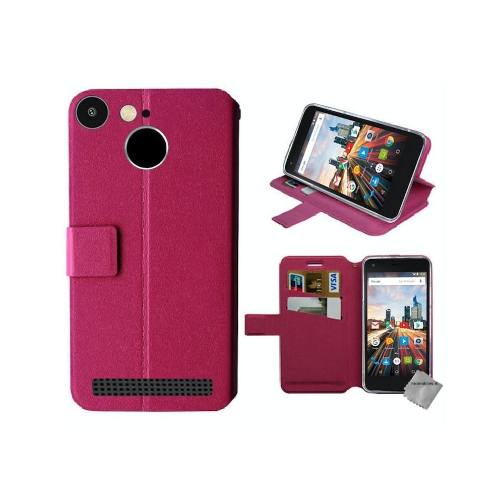 Htdmobiles - Housse etui coque portefeuille pour Archos 50F Helium Lite + film ecran - ROSE - Autres accessoires smartphone