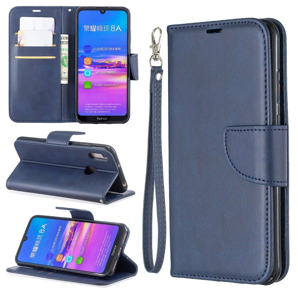 marque generique - Etui en PU bleu pour votre Huawei Y6 (2019 with Fingerprint Sensor)/Y6 Prime (2019)/Honor 8A - Coque, étui smartphone