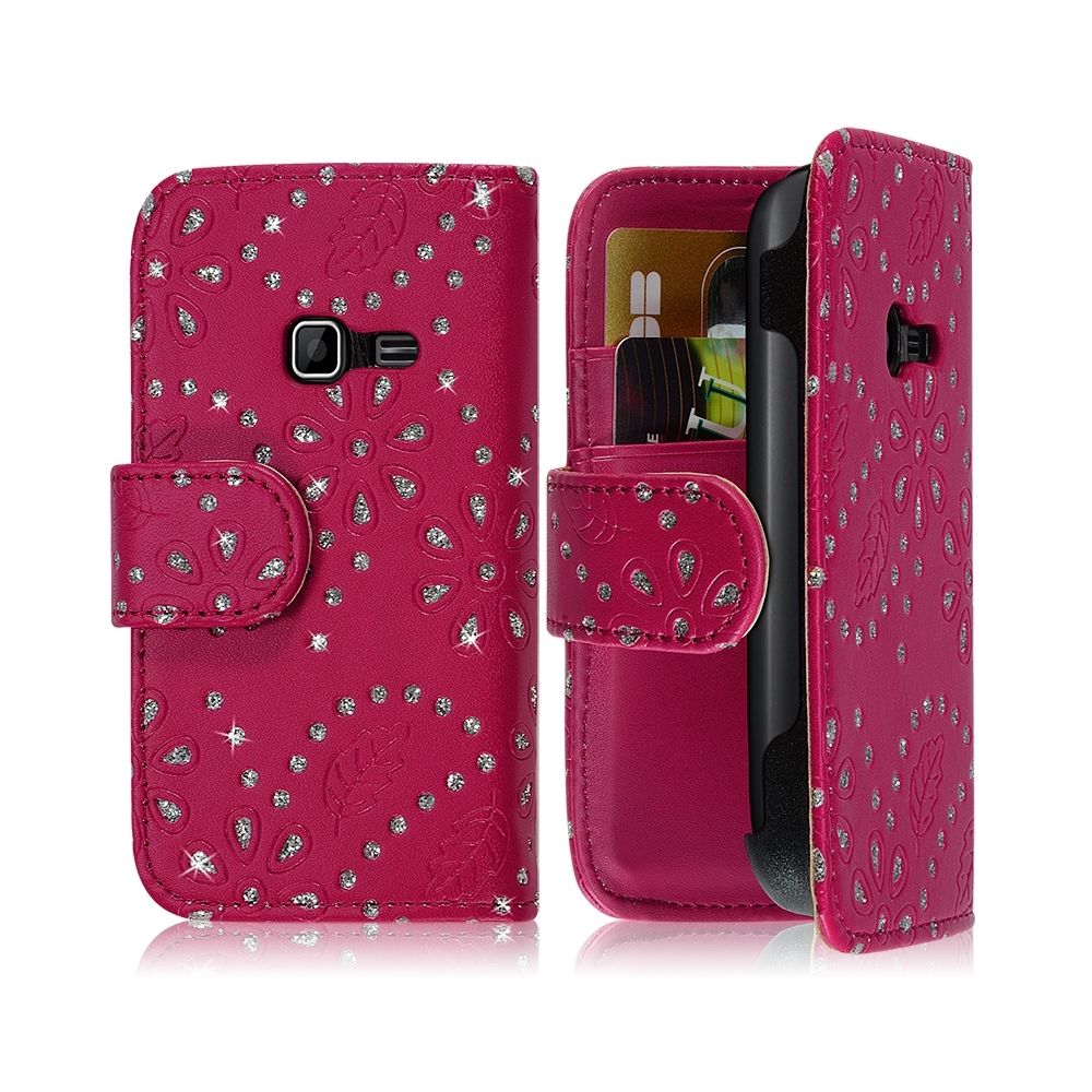 Karylax - Housse Coque Etui Portefeuille pour Samsung Chat 357 Style Diamant Couleur Rose Fushia - Autres accessoires smartphone