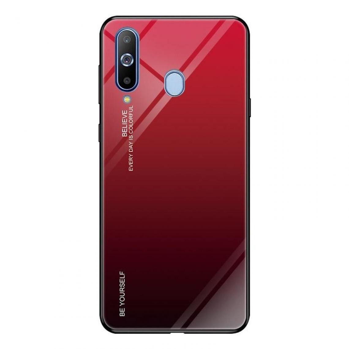 Wewoo - Coque Pour Galaxy A8s Gradient Color Glass Case Rouge - Coque, étui smartphone