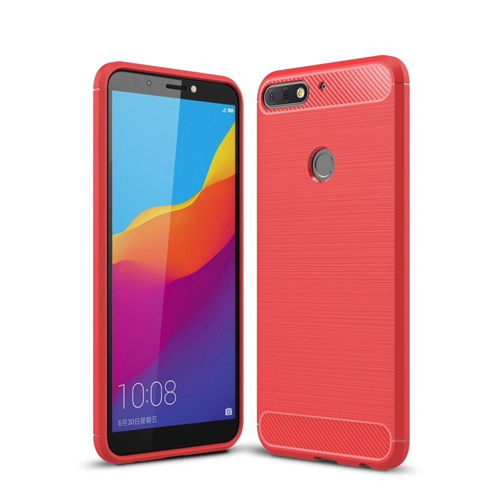 marque generique - Coque en TPU rouge en fibre de carbone pour Huawei Honor 7C - Autres accessoires smartphone