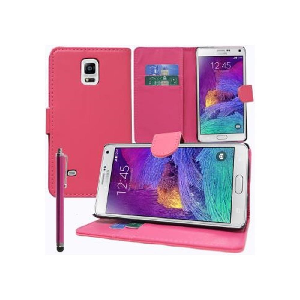 marque generique - Housse Etui Coque Pochette Portefeuille Rose pour Samsung Galaxy Note 4 - Coque, étui smartphone