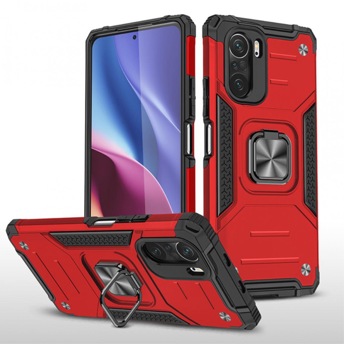 Other - Coque en TPU avec béquille annulaire et feuille métallique rouge pour votre Xiaomi Redmi K40/K40 Pro/Mi 11i/Poco F3/K40 Pro+ - Coque, étui smartphone