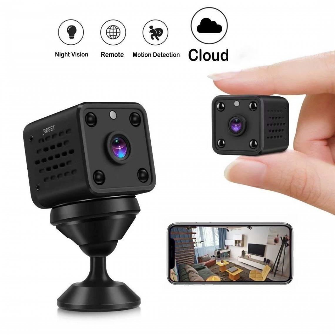 Chrono - Mini caméra de surveillance HD 1080p - Longue durée de vie de la batterie - Petite caméra de sécurité WiFi pour l'intérieur - Avec détecteur de mouvement - Caméra de vision nocturne (noir) - Autres accessoires smartphone