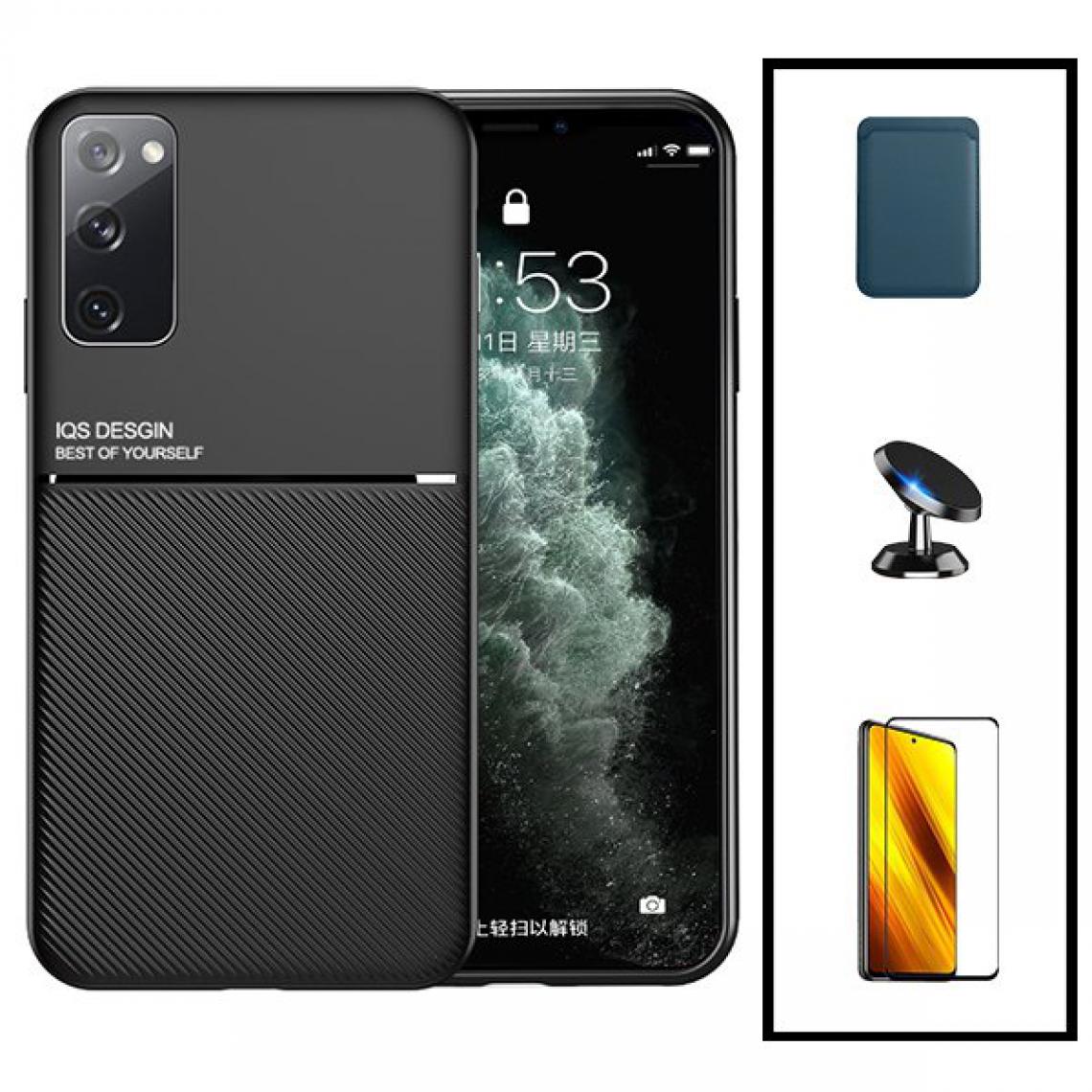 Phonecare - Kit Coque Magnetic Lux + Magentic Wallet Bleu + 5D Full Cover + Support de Voiture Magnétique - Samsung Galaxy S20 FE - Coque, étui smartphone