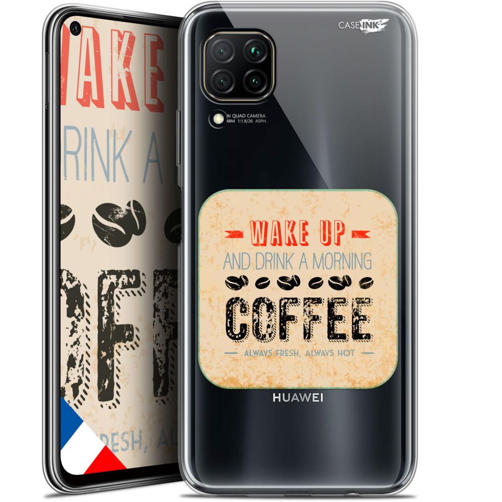 Caseink - Coque arrière Huawei P40 Lite (6.4 ) Gel HD [ Nouvelle Collection - Souple - Antichoc - Imprimé en France] Wake Up With Coffee - Coque, étui smartphone