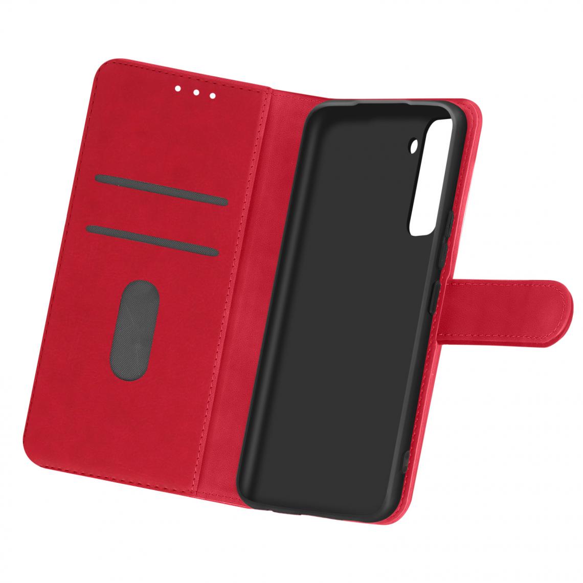 Avizar - Étui Samsung Galaxy S21 Plus Protection avec Porte-carte Fonction Support Rouge - Coque, étui smartphone